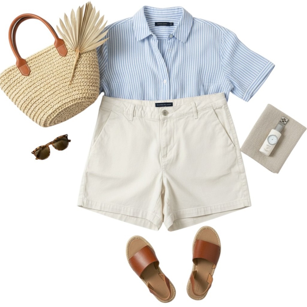 Banana Republic Womens Chino Shorts Off White Cream Size 12 Mid Rise Twill